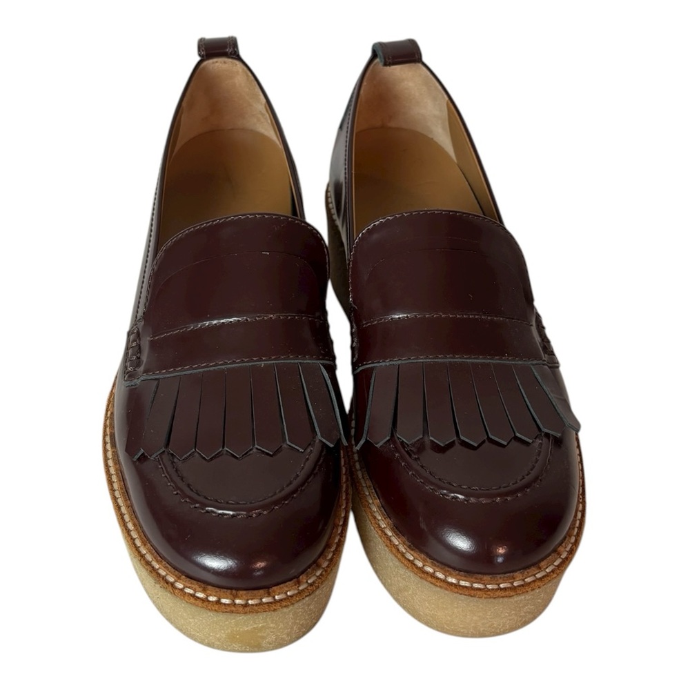 patent leather Loafers platform heels burgundy size US 7 EU 37 - Picture 2 of 6